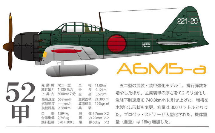 空のカケラ ライブラリ : 零戦の型式雑学 21型から52型、64型まで