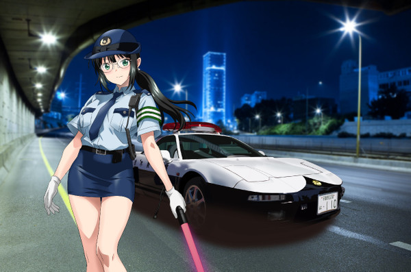 NSXパトカーとミニスカート婦警